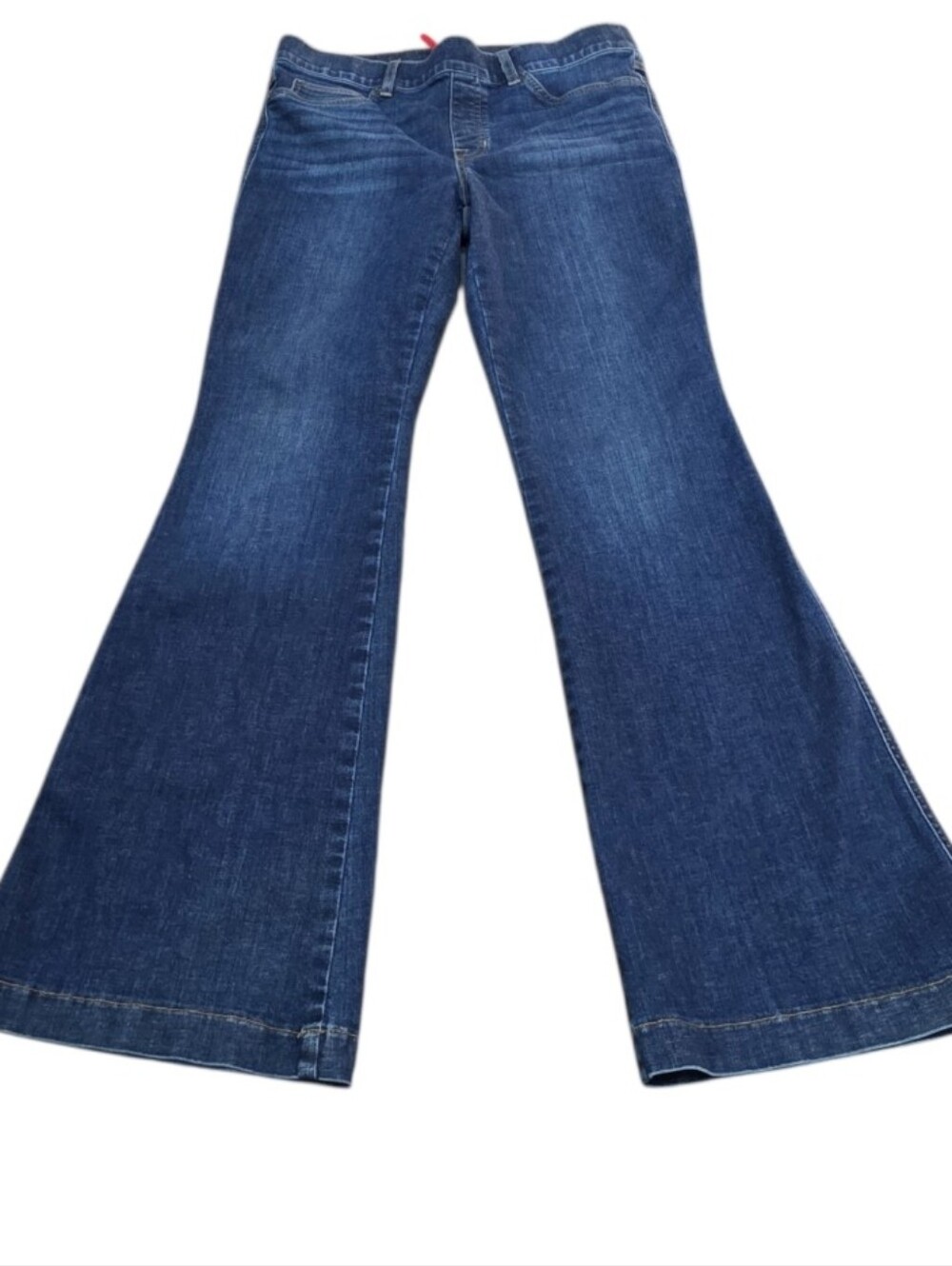 Spanx Women's Dark Blue Flared Pull On Jeans (Size:large)